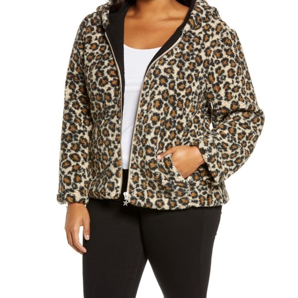 Chaser Leopard Faux Fur Hoodie Jacket - Picture 1 of 16